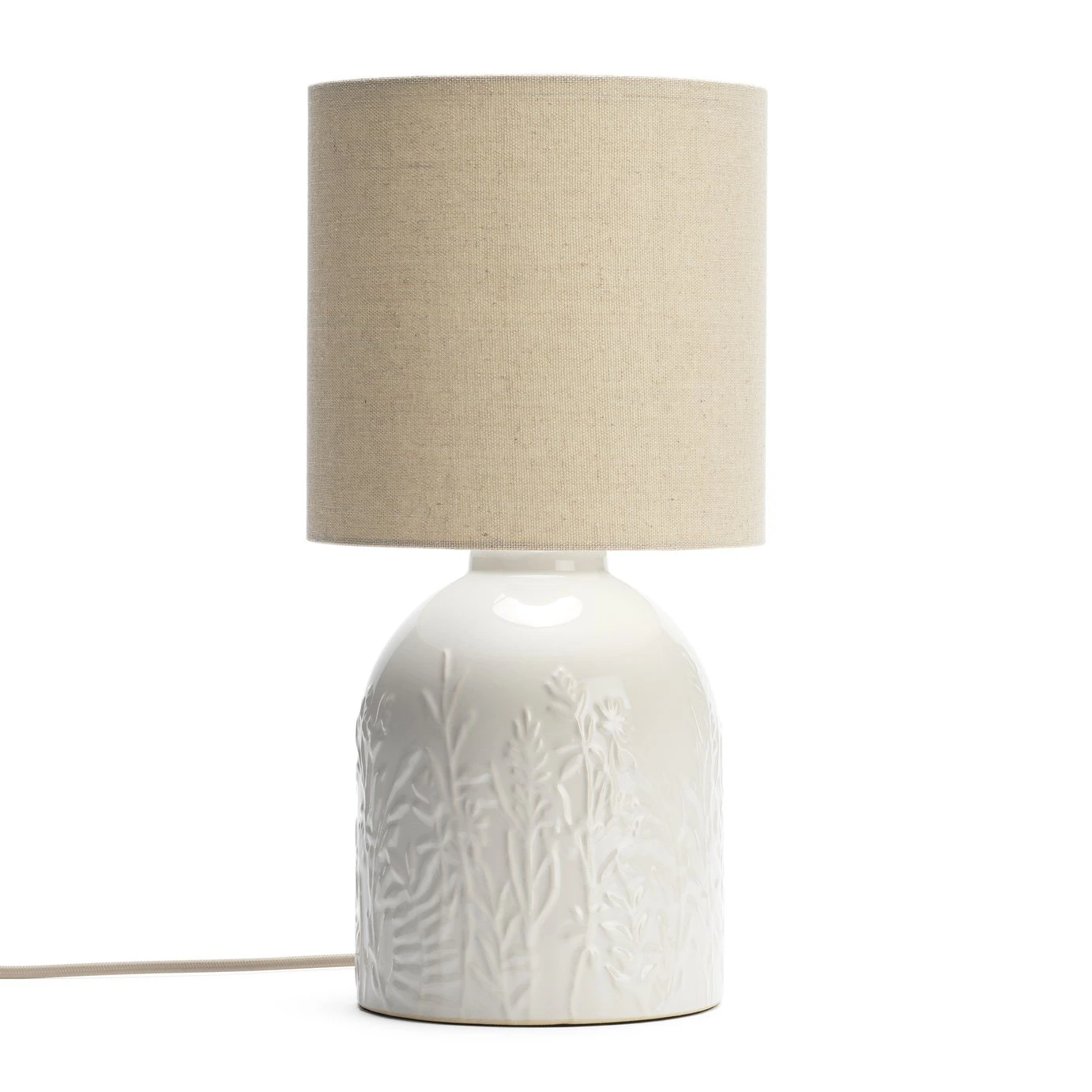 Habitat Embossed Floral Ceramic Table Lamp - Off White 3 Habitat Embossed Floral Ceramic Table Lamp - Off White - Image 2