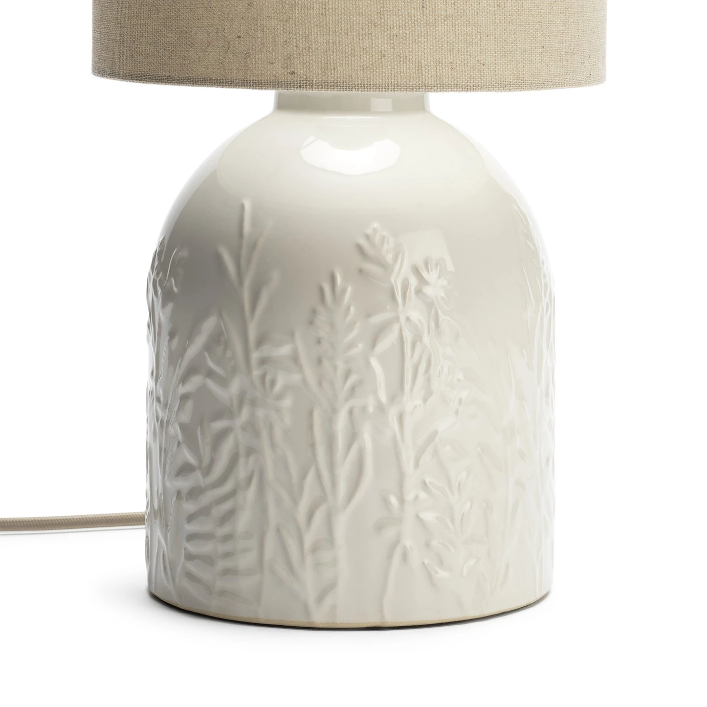 Habitat Embossed Floral Ceramic Table Lamp - Off White 6 Habitat Embossed Floral Ceramic Table Lamp - Off White - Image 5
