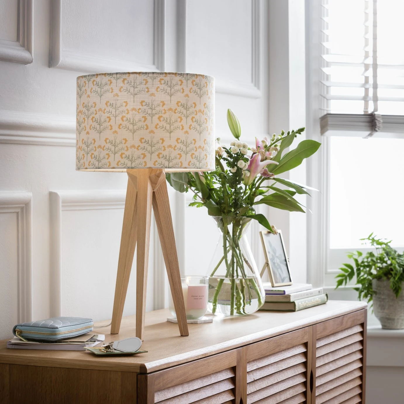 Habitat Floral Print Faux Linen Shade - Cream And Orange 4 Habitat Floral Print Faux Linen Shade - Cream And Orange - Image 2