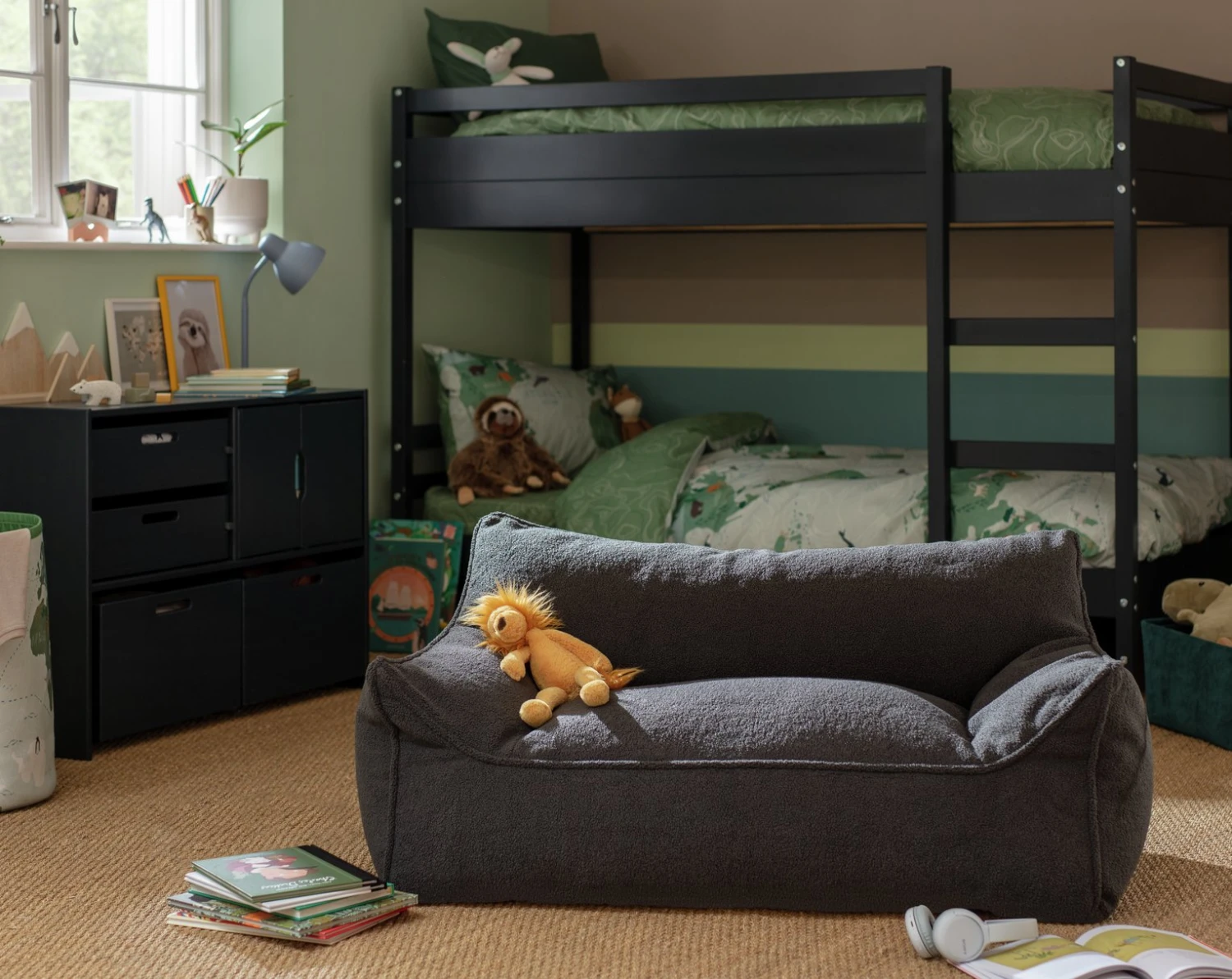 Habitat Kids Double Chair Bean Bag - Charcoal 3 Habitat Kids Double Chair Bean Bag - Charcoal