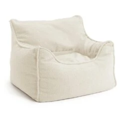 Habitat Kids Single Chair Boucle Bean Bag - Off White -Habitat 1405044 R Z002A