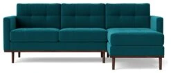 Swoon Berlin Velvet Right Hand Corner Sofa- Kingfisher Blue -Habitat 1997325 R Z003A