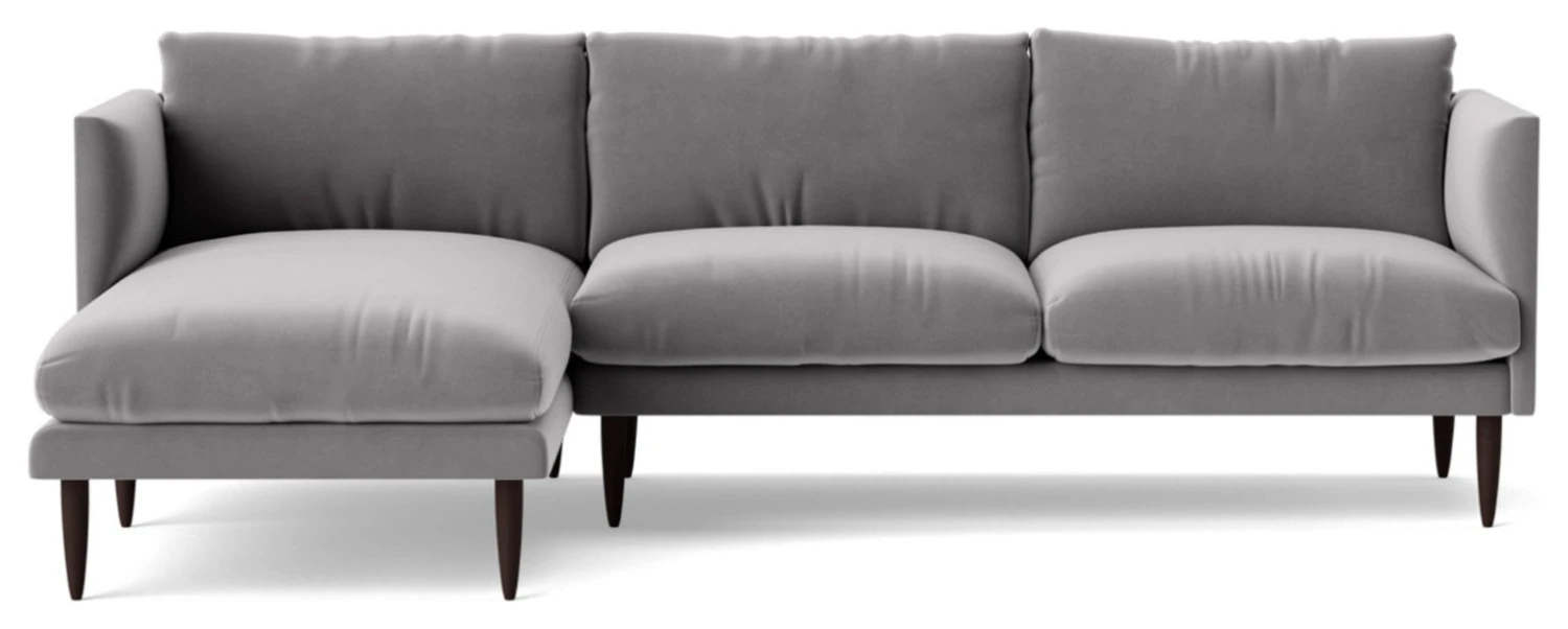 Swoon Luna Velvet Left Hand Corner Sofa - Silver Grey 8 Swoon Luna Velvet Left Hand Corner Sofa - Silver Grey - Image 6
