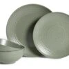 Habitat Textured Ripple 12 Piece Stoneware Dinner Set - Sage -Habitat 4353492 R Z001A