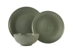 Habitat Textured Ripple 12 Piece Stoneware Dinner Set - Sage -Habitat 4353492 R Z007A