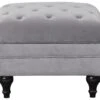 Habitat Chesterfield Velvet Storage Footstool - Light Grey -Habitat 4654287 R Z001A