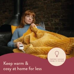 Dreamland Deluxe Velvet Mustard Heated Throw - Large -Habitat 4844994 R Z003A