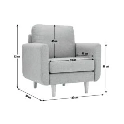 Habitat Remi Fabric Armchair In A Box - Light Grey -Habitat 8896395 R Z020A