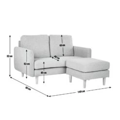 Habitat Remi Fabric 2 Seater Chaise Sofa In A Box-Light Grey -Habitat 9203341 R Z020A