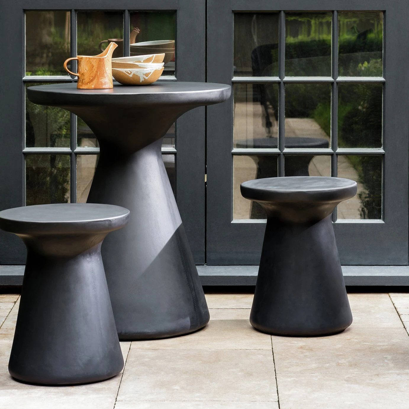 Habitat Milton 2 Seater Fibrestone Garden Bistro Set - Black 4 Habitat Milton 2 Seater Fibrestone Garden Bistro Set - Black - Image 2