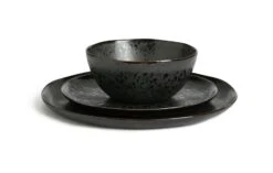 Habitat Preto 12 Piece Stoneware Dinner Set - Black -Habitat 9310708 R Z002A