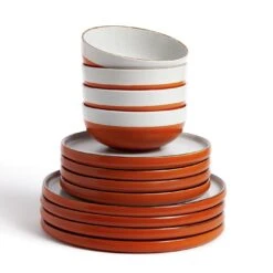 Habitat 12 Piece Stoneware Dinner Set - Rust Speckle 10 Habitat 12 Piece Stoneware Dinner Set - Rust Speckle -Habitat 9361173 R Z002A