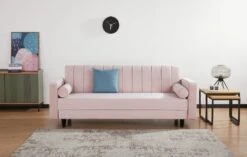 Habitat Preston Clic Clac Velvet Sofa Bed - Pink -Habitat 9478255 R Z003C