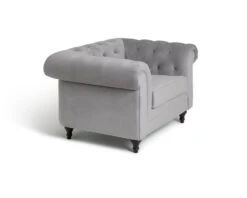 Habitat Chesterfield Velvet Armchair - Light Grey -Habitat 9513402 R Z004A