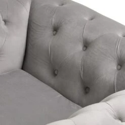 Habitat Chesterfield Velvet Armchair - Light Grey -Habitat 9513402 R Z005A