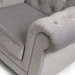 Habitat Chesterfield Velvet Armchair - Light Grey -Habitat 9513402 R Z006A