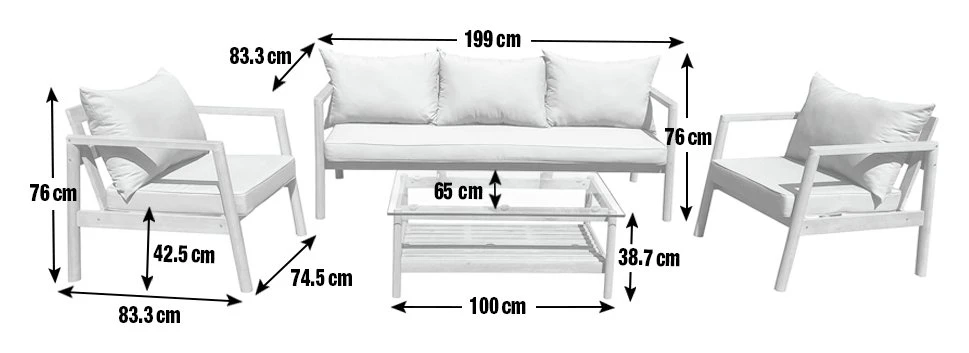 Habitat Hanson 5 Seater Wooden Garden Sofa Set - Grey 6 Habitat Hanson 5 Seater Wooden Garden Sofa Set - Grey - Image 4