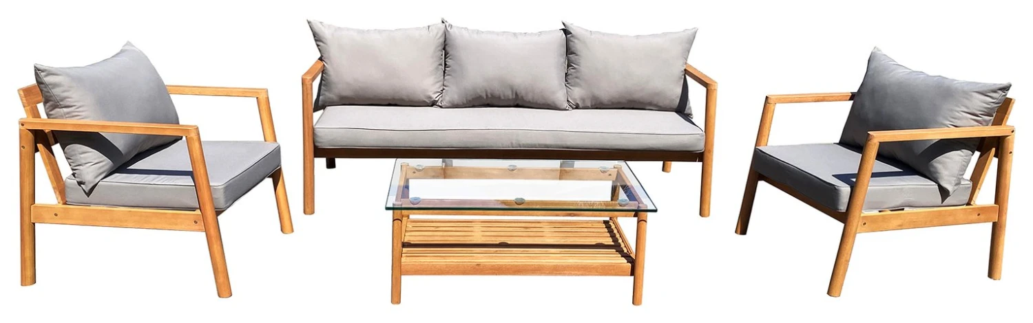 Habitat Hanson 5 Seater Wooden Garden Sofa Set - Grey 3 Habitat Hanson 5 Seater Wooden Garden Sofa Set - Grey