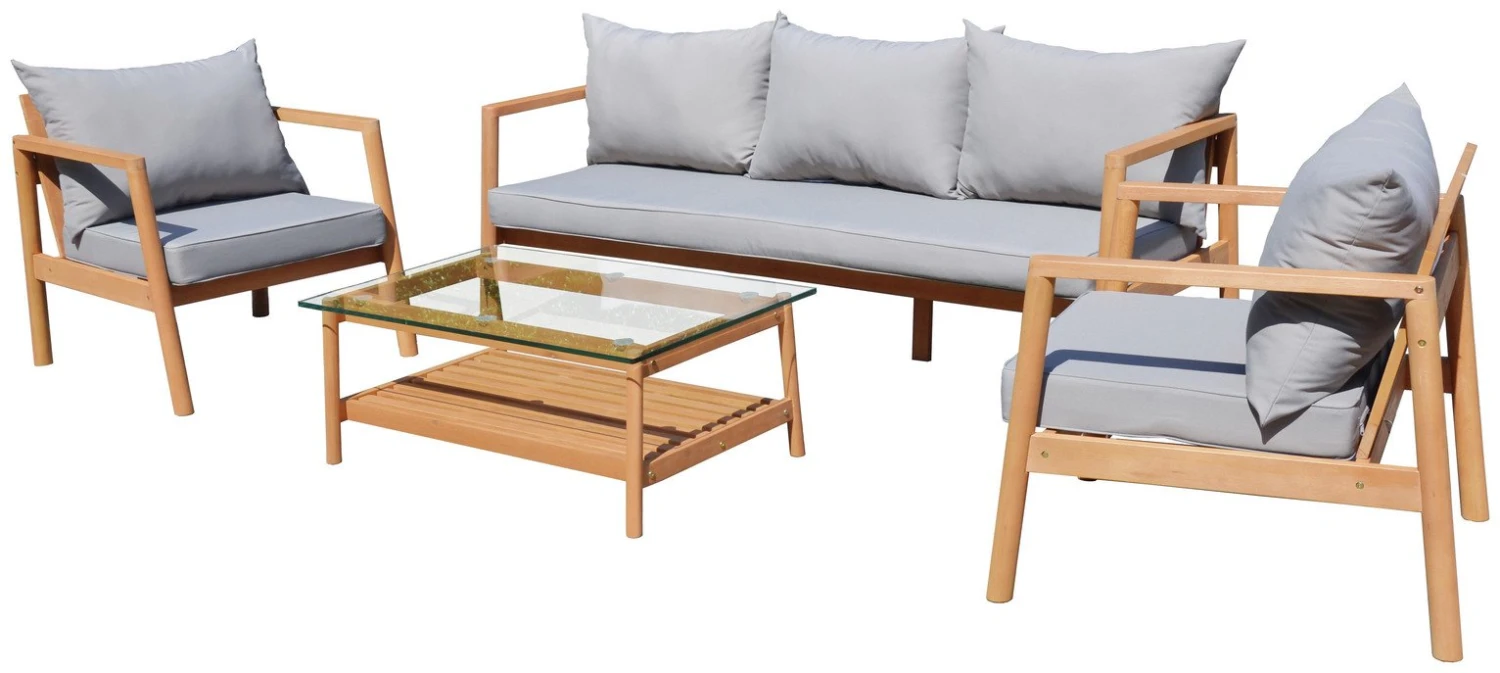 Habitat Hanson 5 Seater Wooden Garden Sofa Set - Grey 7 Habitat Hanson 5 Seater Wooden Garden Sofa Set - Grey - Image 5