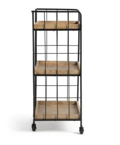 Habitat Kai Wood Drinks Trolley - Black & Mango -Habitat 9579271 R Z003A