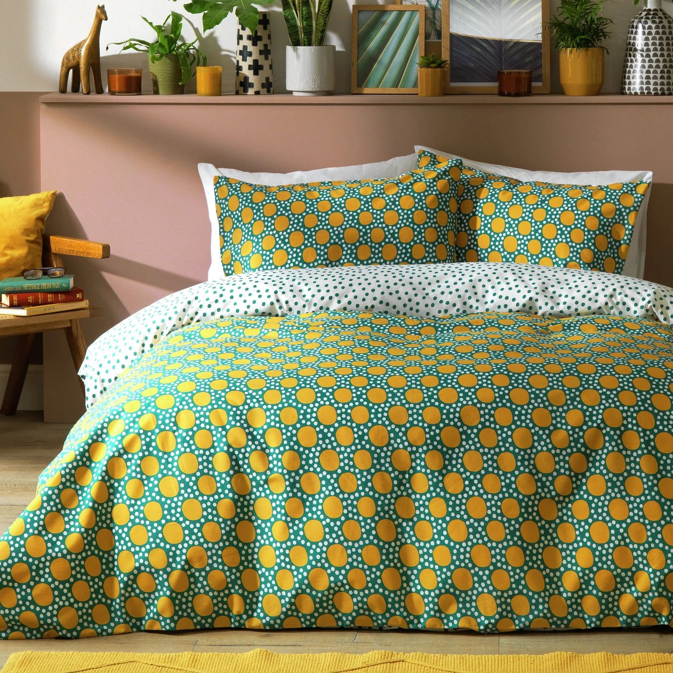 Habitat Sunburst Geo Green & Mustard Bedding Set - Single